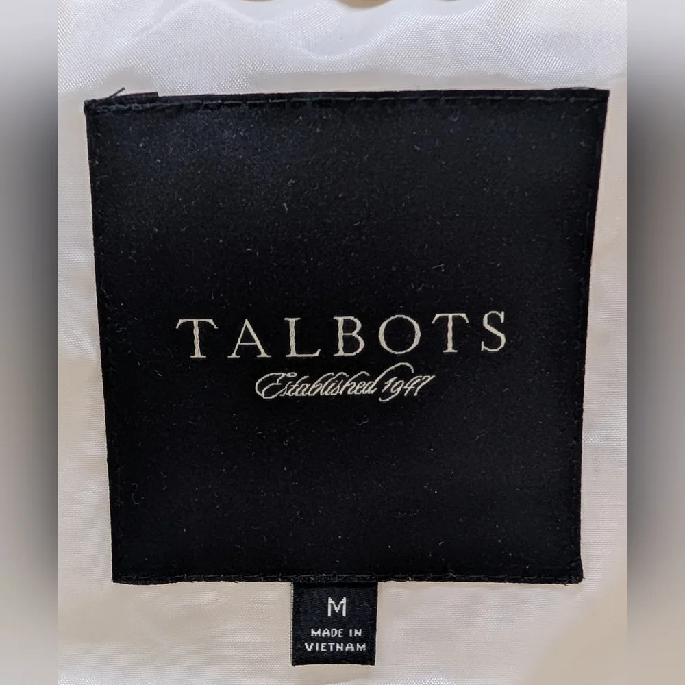 Talbots Ivory Puffer Down Filled Vest, Shiny Satin, Size Medium - Picture 5 of 5